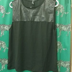 Never worn faux leather panel top